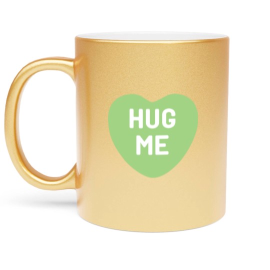 Discover Hug Me Green Candy Heart Metallic Mugs
