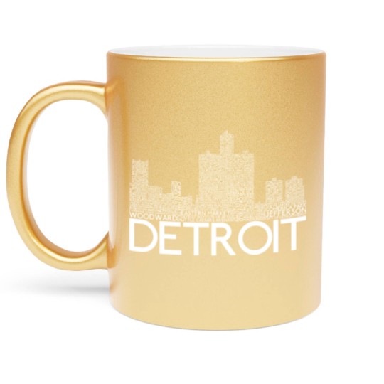 Discover Detroit Skyline Word Art Print - Detroit - Metallic Mugs