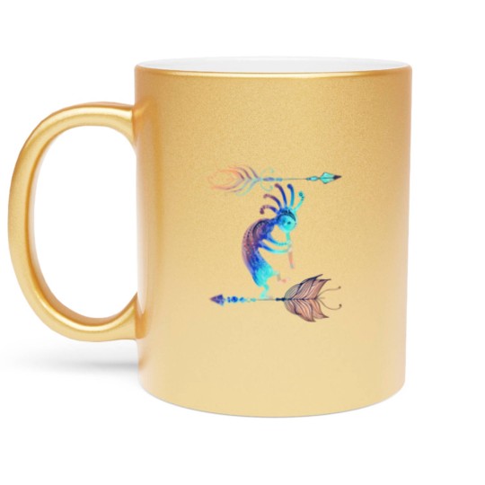 Discover Native American Kokopelli With Two Feathers 2 Metallic Mugs