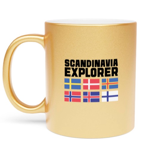 Discover Scandinavia Explorer Flags Iceland Sweden Norway Metallic Mugs