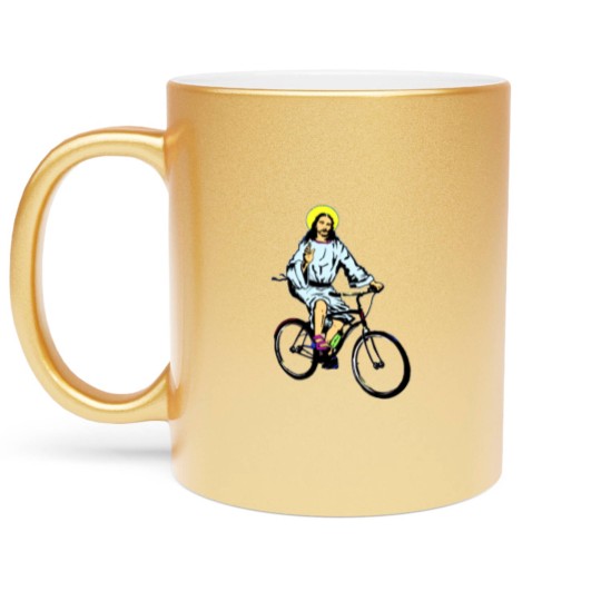 Discover Christ on a bike Metallic Mugs