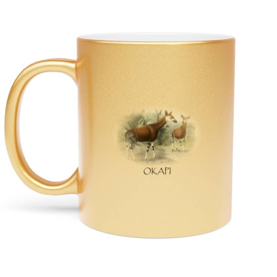Discover Okapi Mom And Baby Zebra Giraffe Wild Forest Lover Metallic Mugs