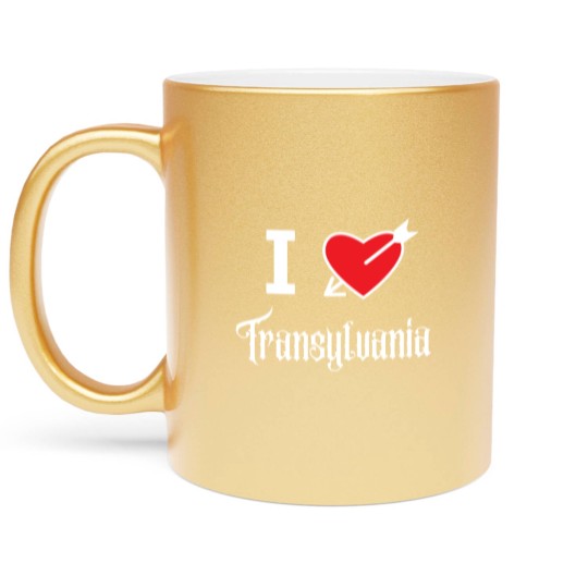 Discover I love Transylvania (white letters version) Metallic Mugs