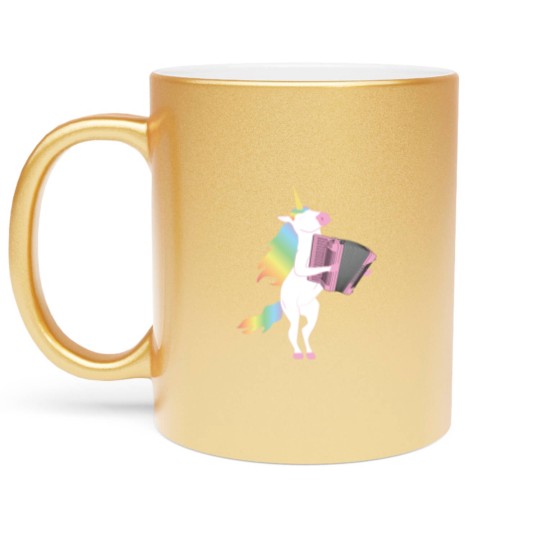 Discover Unicorn Playing Accordion Metallic Mugs for Musicians Metallic Mugs