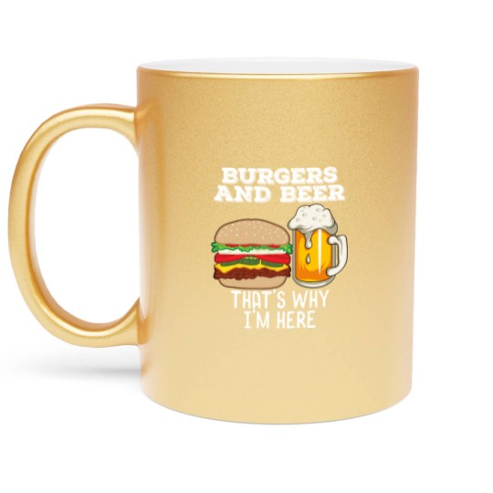 Discover BBq Barbecue Quote Burgers & Beer Fast Food Lover Metallic Mugs