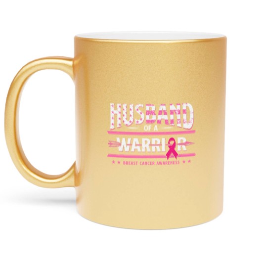Discover Husband Of A Warrior Breast Cancer Awareness Support Squad Metallic Mugs