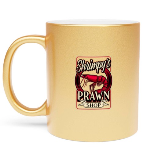 Discover Shrimpy's Prawn Shop Logo. Pawn Shop Prawn Pun Metallic Mugs