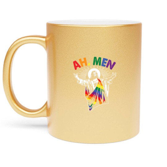 Discover Ah Men Gay Jesus Christian Metallic Mugs