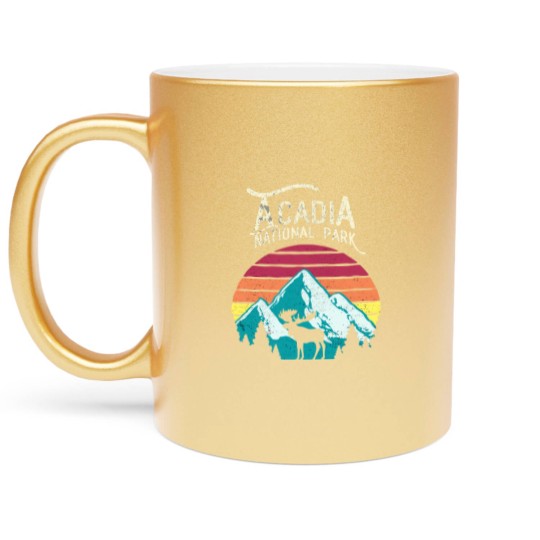 Discover Vintage Acadia National Park Maine Mountains Moose Metallic Mugs