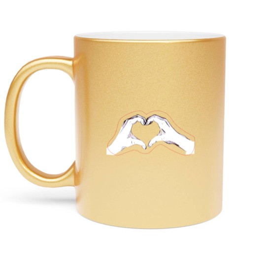 Discover Two hands making a heart Metallic Mugs