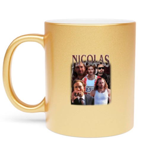 Discover Nicolas Cage Vintage Unisex Metallic Mugs, Vintage Nicolas Cage Metallic Mugs