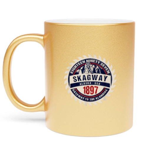 Discover Skagway Alaska 1897 Historic Gold Rush Town Souvenir Gift Metallic Mugs