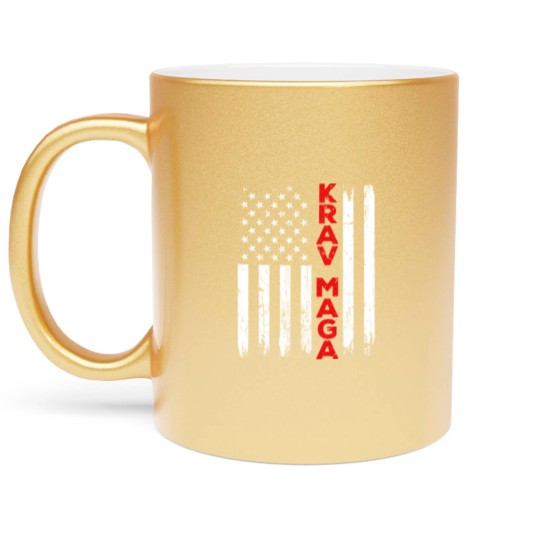 Discover Krav Maga Self Defense USA American Flag Fighter Metallic Mugs