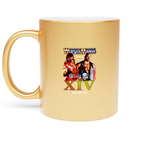 Discover New Wrestling Entertainment WrestleMania XIV 1998 Stone Cold Shawn Michaels Vintage Metallic Mugs