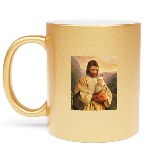 Discover cats and jesus lover gift - Cat And Jesus - Metallic Mugs