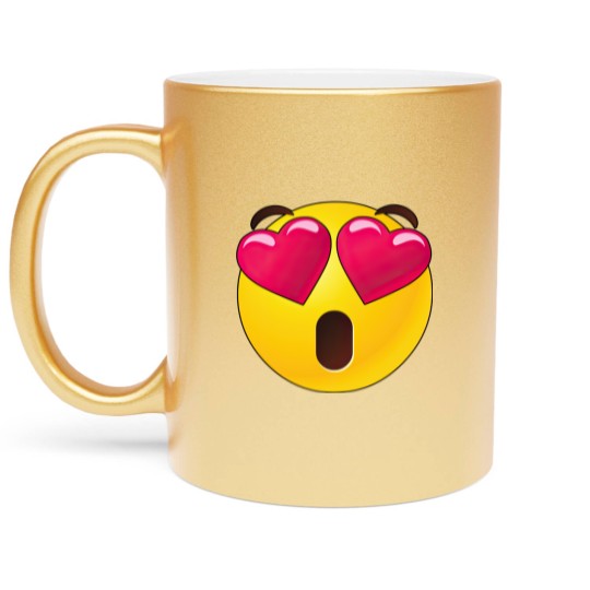 Discover Emoji Heart Eyes Valentines Metallic Mugs