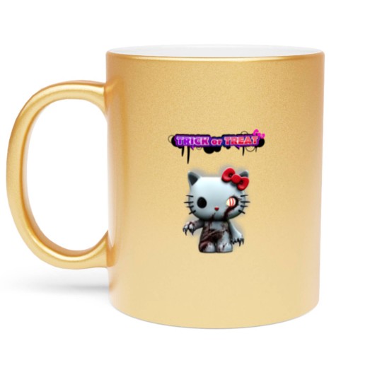 Discover kitty trick or treat Metallic Mugs