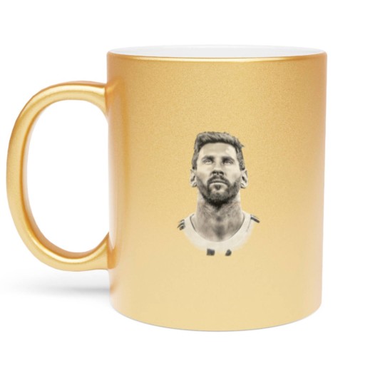 Discover Lionel Messi face Argentina Mens cotton Metallic Mugs Qatar 2022