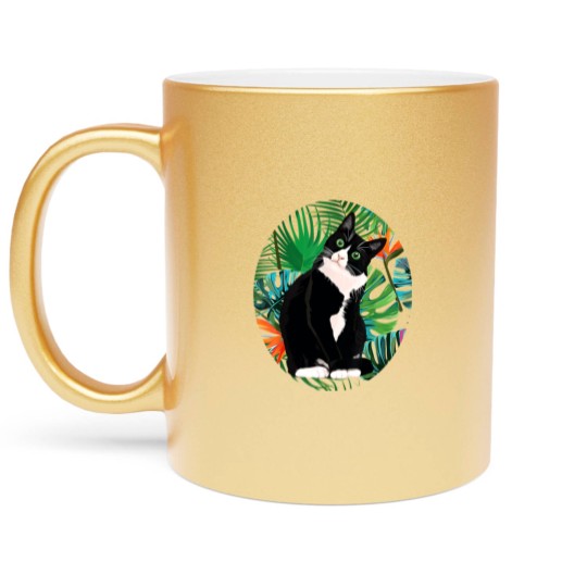 Discover Tuxedo Cat Tropical Gift Animal Lovers Metallic Mugs