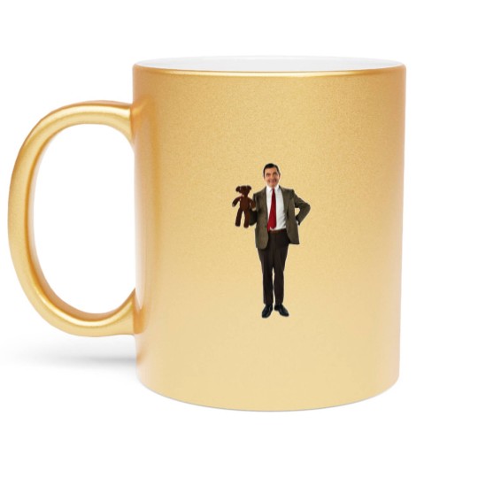 Discover Mr Bean, Funny Mr Bean with Teddy Bear Metallic Mugs