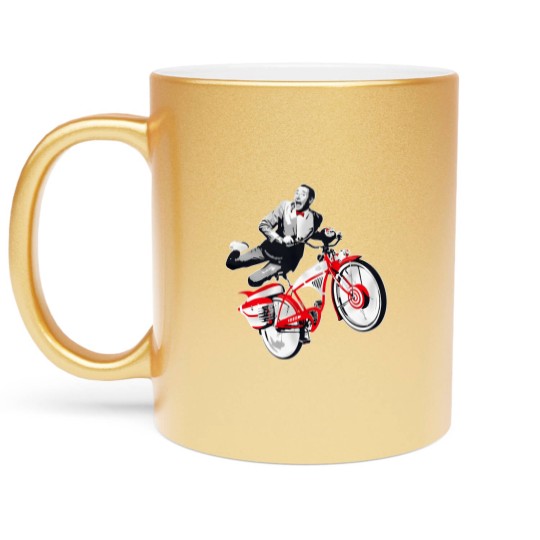 Discover Pee Wee Herman's Big Adventure Bike Metallic Mugs, Pee-Wee Herman Bike Metallic Mugs, Rip Paul Reubens Metallic Mugs