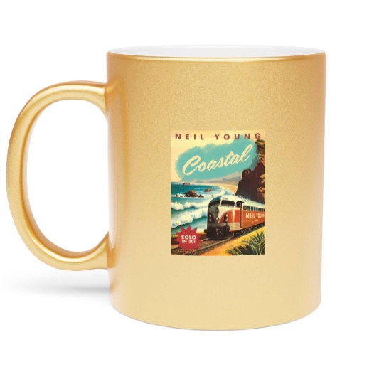 Discover Neil Young Coastal 2023 Tour Metallic Mugs, Neil Young Metallic Mugs, Neil Young Tour Poster Metallic Mugs