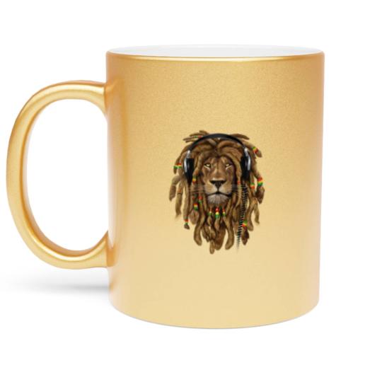 Discover Rasta Reggae Lion Music Art for Rastafari Lover Metallic Mugs