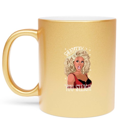 Discover Shantay You Sleigh Christmas Jumper  Drag Queen Ladies Red Xmas Sweater Metallic Mugs