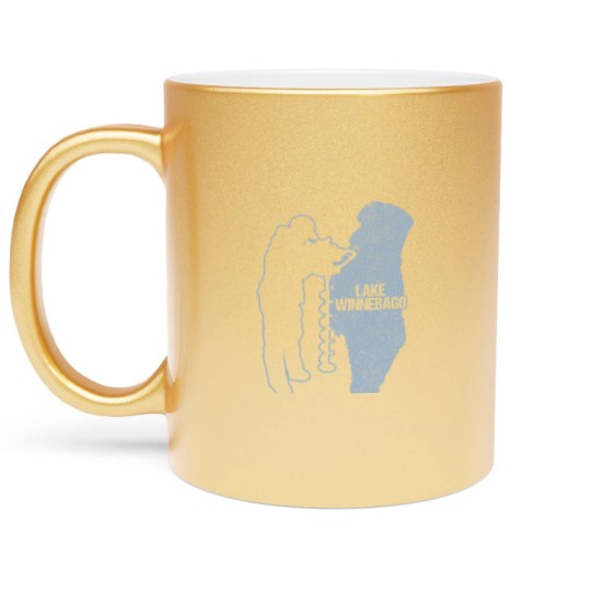 Discover Ice Fishing Lake Winnebago Wisconsin Fisherman Clo Metallic Mugs