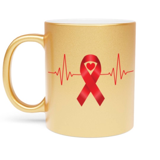 Discover World Aids Day Red Heartbeat Aids Awareness Hiv Metallic Mugs