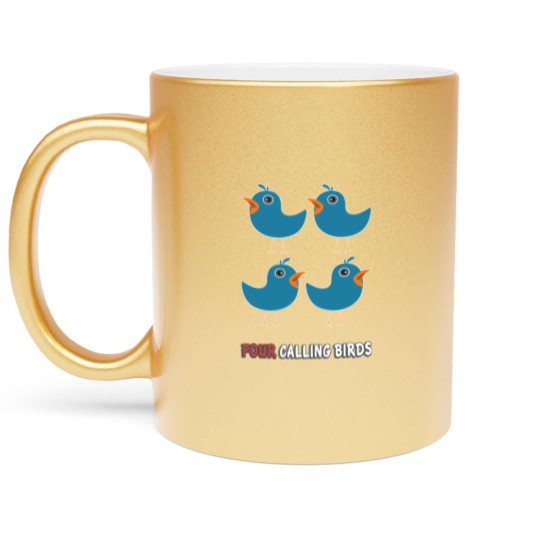 Discover Four Calling Birds Song 12 Days Christmas Metallic Mugs
