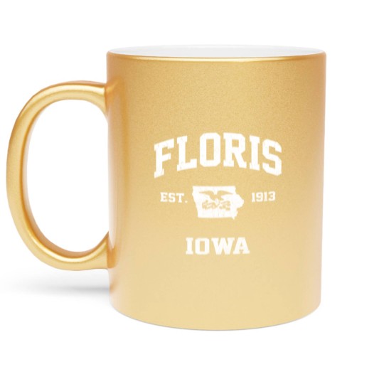 Discover Floris Iowa IA Vintage State Athletic Style Metallic Mugs