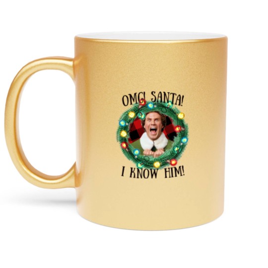 Discover Santa OMG I Know Him Metallic Mugs, Christmas Movie Metallic Mugs