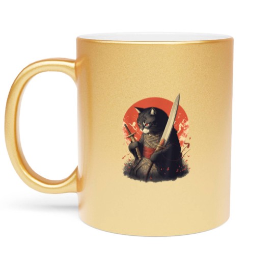 Discover Retro Japanese Samurai Ninja Cat Metallic Mugs, Ninja Cat Metallic Mugs