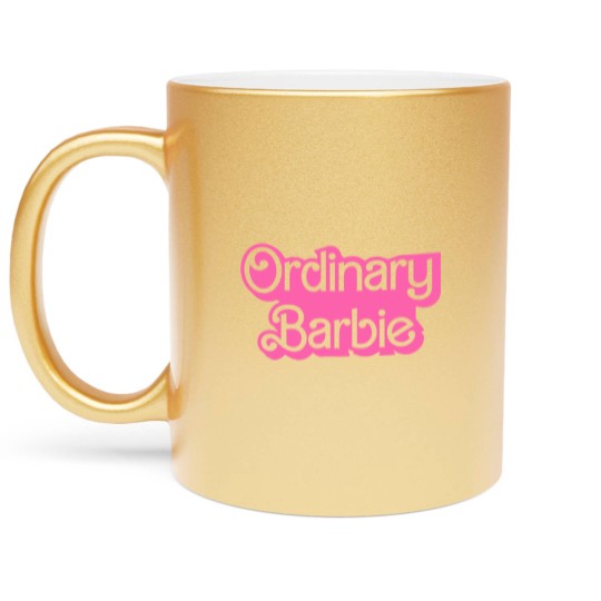 Discover Ordinary Barbie Unisex Metallic Mugs Jersey Short Sleeve Metallic Mugs in White and Barbie Pink