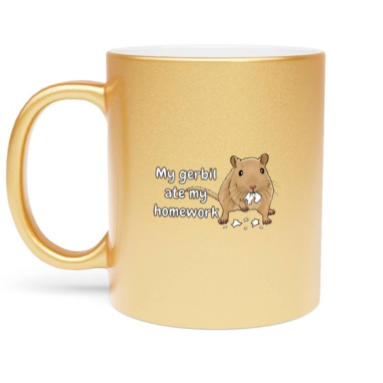 Discover Gerbil Ate My Homework Metallic Mugs