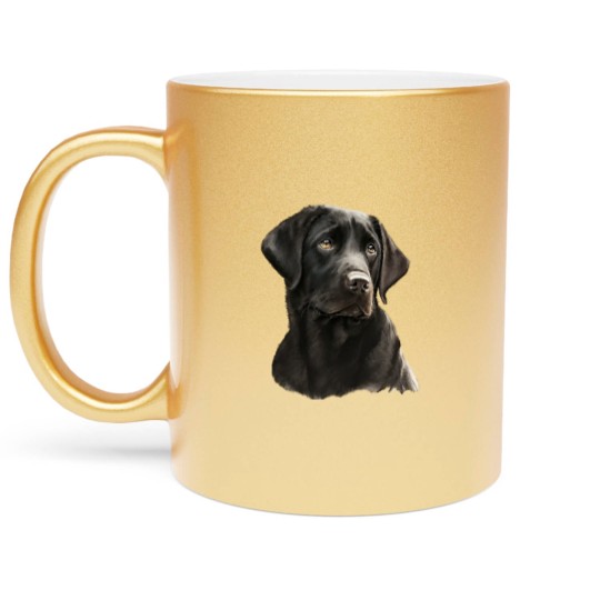 Discover Black Labrador Black Labrador- Black Labrador Head And Shoulders Metallic Mugs