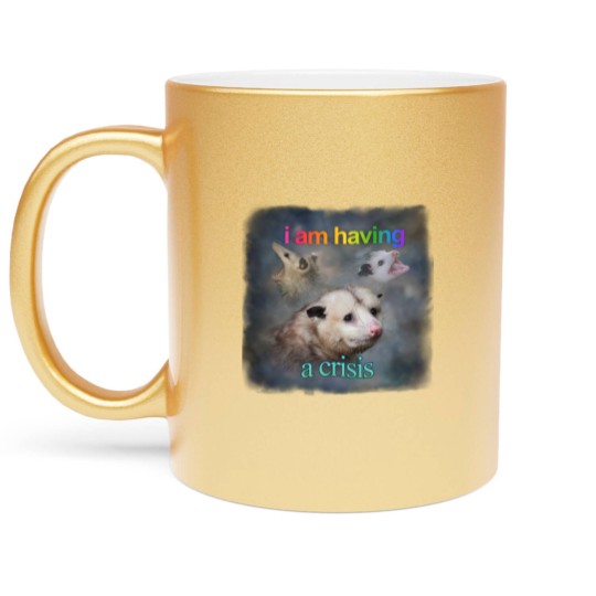 Discover I am having a crisis possum word art Classic Metallic Mugs