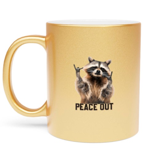 Discover Funny Raccoon Peace Out Sarcastic Raccoon Trashed Panda Metallic Mugs