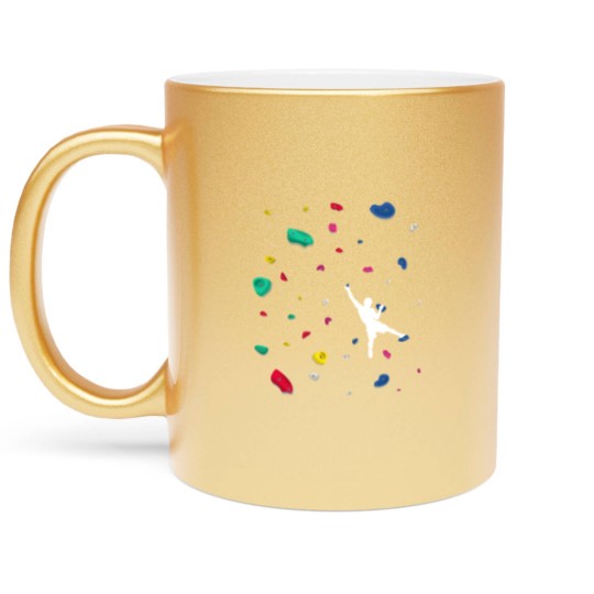 Discover Climbing Boulder Wall Rock Climber Bouldering Metallic Mugs