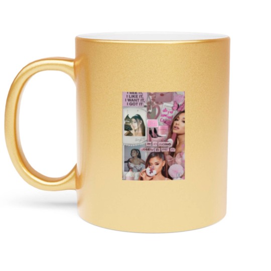 Discover Vintage Ariana Grade Metallic Mugs, Music Concert Graphic Metallic Mugs
