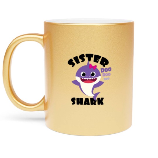 Discover Sister Shark Gift Cute Baby Shark Matching Family Metallic Mugs