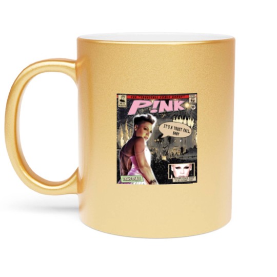 Discover P!nk Comic Metallic Mugs, P!nk Trustfall World Tour Album Graphic Metallic Mugs