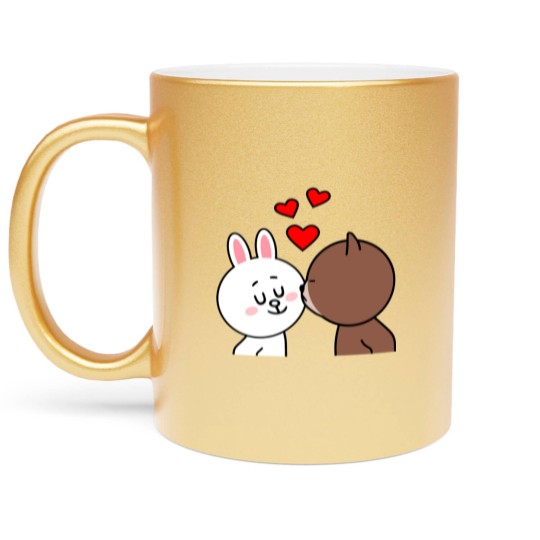 Discover Brown Bear Cony Bunny Rabbit The Kiss Metallic Mugs