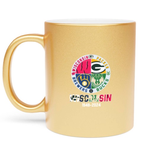 Discover Wisconsin And Packers And Brewers And Bucks Wisconsin Sport 1948 2024 Garden Flag Metallic Mugs