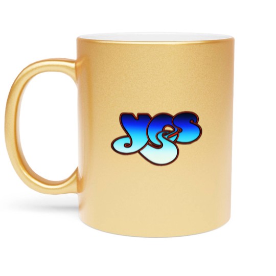 Discover Blue Yes Logo Metallic Mugs