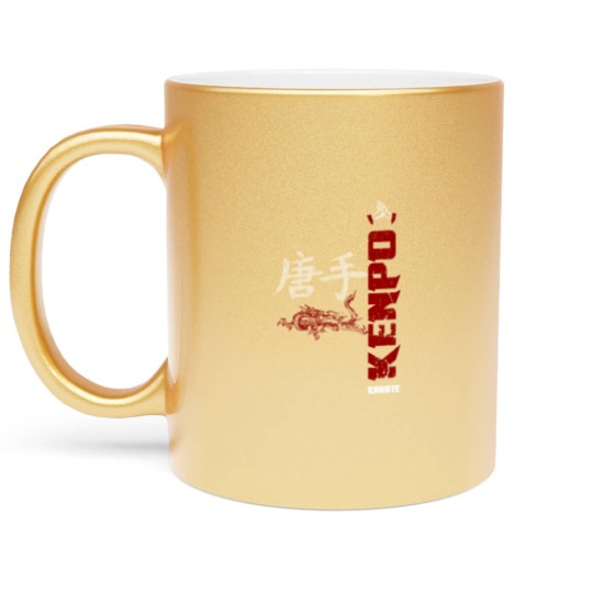 Discover vertical kenpo with chinese kanji dragon red Metallic Mugs