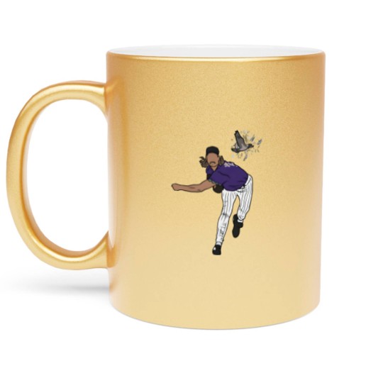Discover Randy Johnson Hits A Bird Metallic Mugs