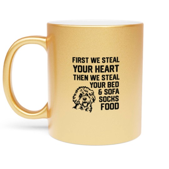 Discover Cockapoo Steal Your Heart Steal Your Bed and Sofa socks food 2 Metallic Mugs