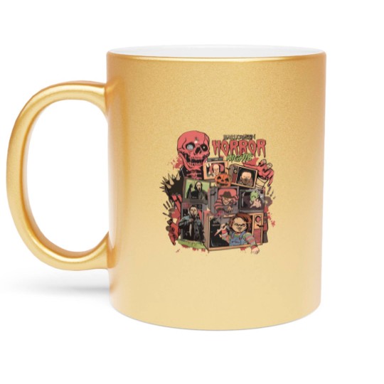 Discover Retro Horror Night  Metallic Mugs, Halloween Metallic Mugs, Vintage 90s Halloween Movies